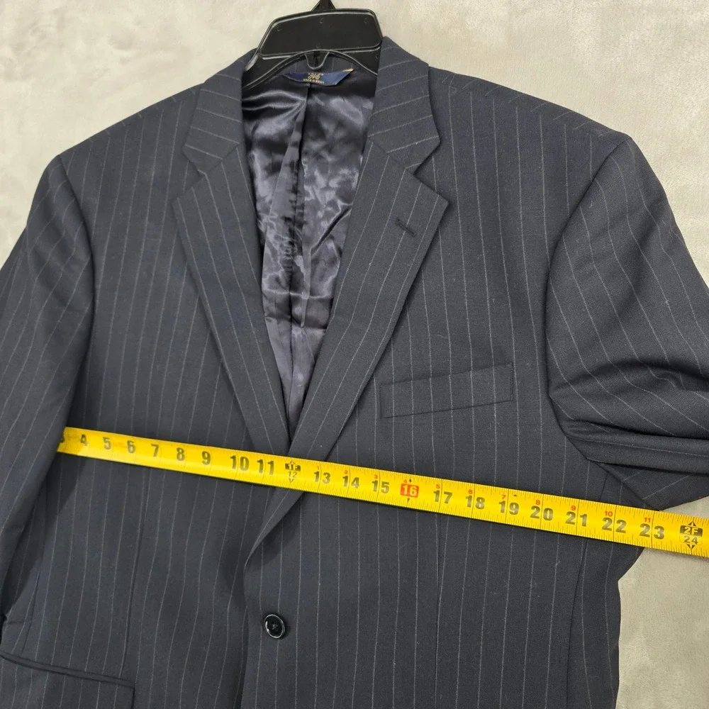 Brooks Brothers 346 Mens 45R‎ Navy Blue Pinstripe Stretch Wool Blend Blazer